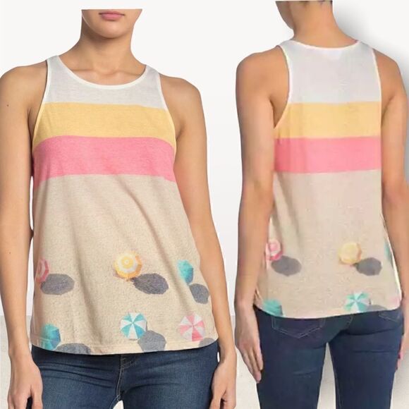 Splendid Gray Milan Beach Print Tank - Picture 1 of 5